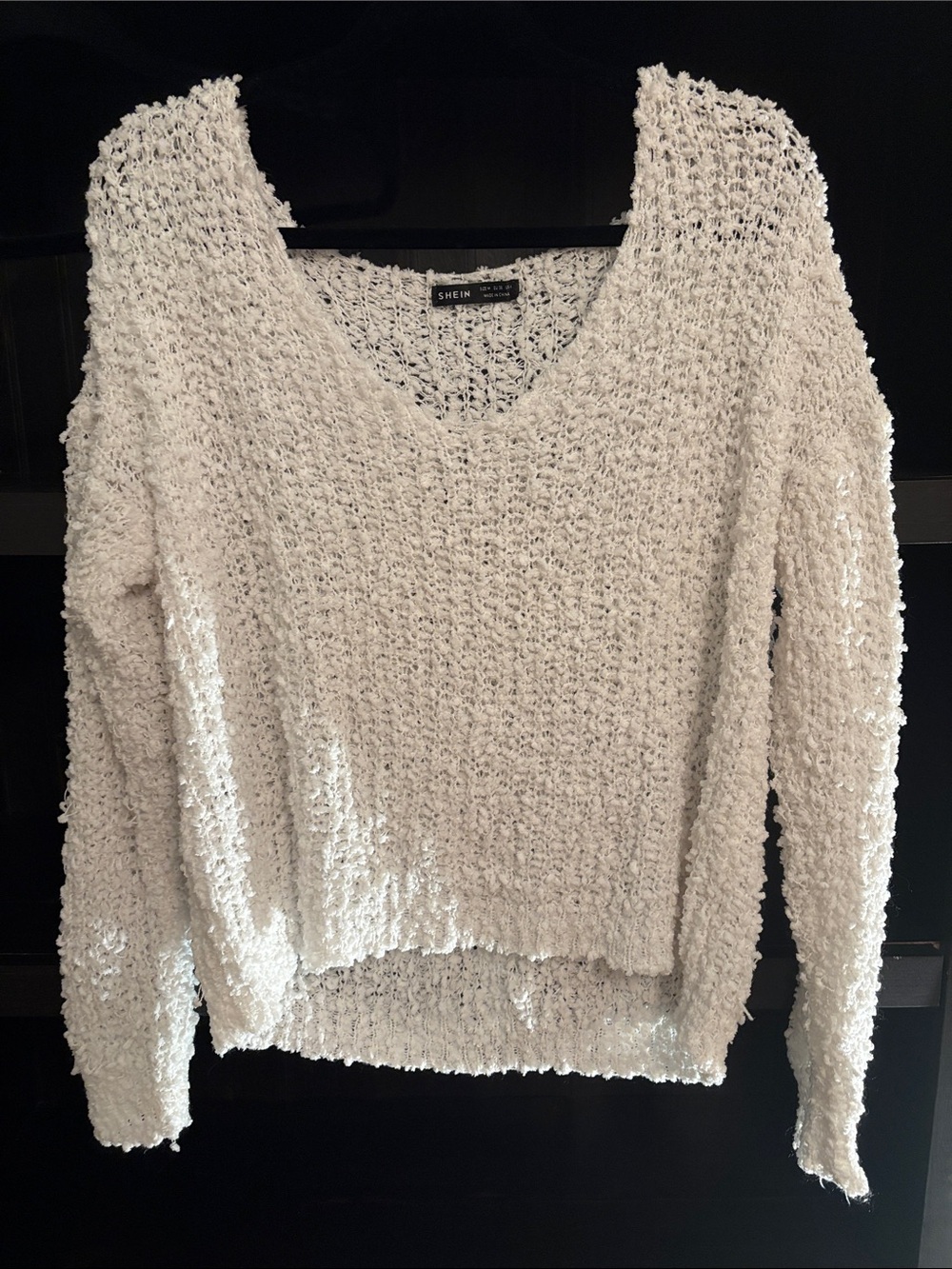 SHEIN White Popcorn Knit Sweater